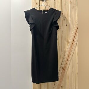 Calvin Klein Black Midi Dress with Ruffle Sleeves